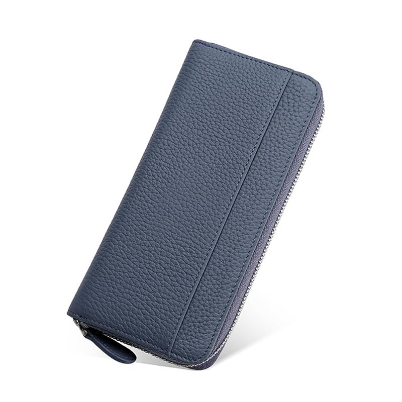 Кошелек из натуральной кожи с круглой молнией, длинный кошелек, большой емкости, кожаный чехол для карт, многофункциональный кошелек, защита от скимминга, популярный [Yocipa] для женщин