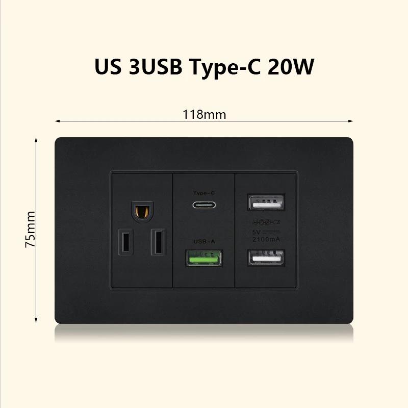 Италия Чили Мексика розетка с USB Smart Type-c 20 Вт быстрая зарядка настенная вилка, Бразилия электрический выключатель света двойная usb розетка