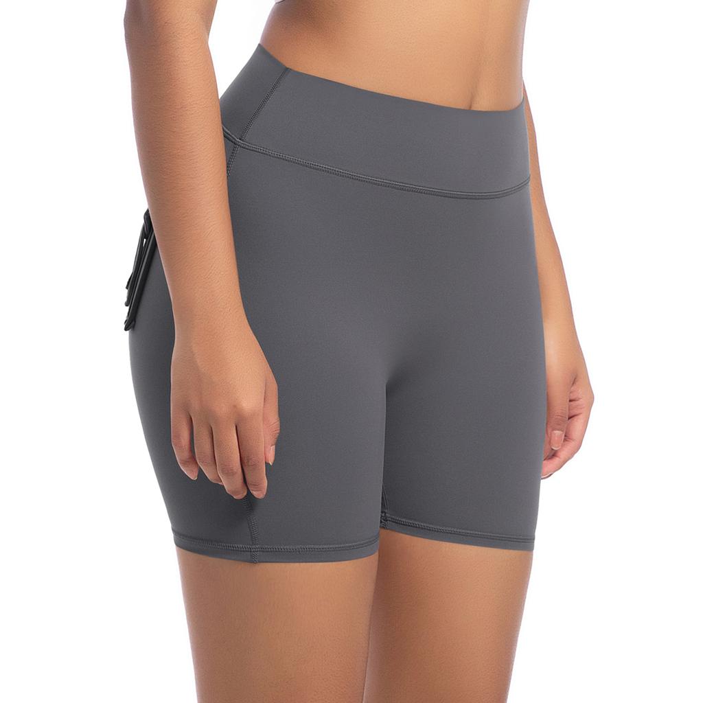 Auroth Women Yoga Sports Shorts Whith Pocket High Stretch Gym Fitness Short Leggings Peach Hip Shorts