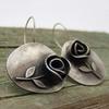Bohemian Asymmetric Leaf Rose Flower Earrings Vintage Jewelry Ancient Silver Ethnic Wind Earrings New