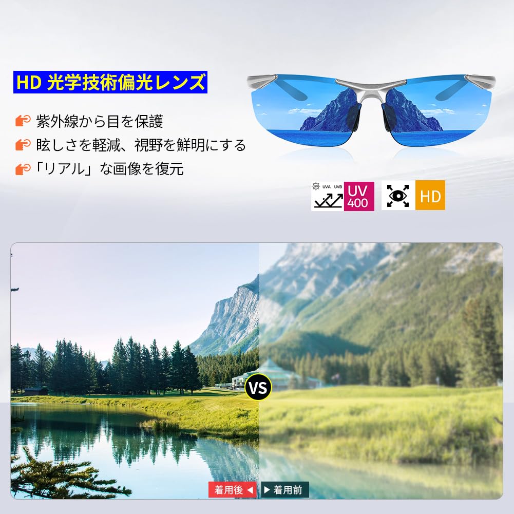TT-Valley Polarized Sports Sunglasses with Ultra-Lightweight Metal Lenses and UV Protection for Driving, Baseball, Cycling, Night Fishing, Running,
