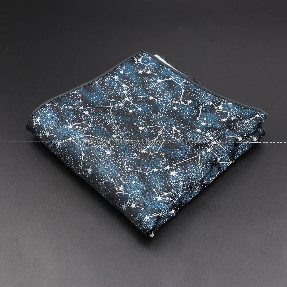 High Quality Men Handkerchief Red Blue Rose Floral Constellation Designed Wave Lines 26cm Width Tuxedo Suit Shirt Pocket Square