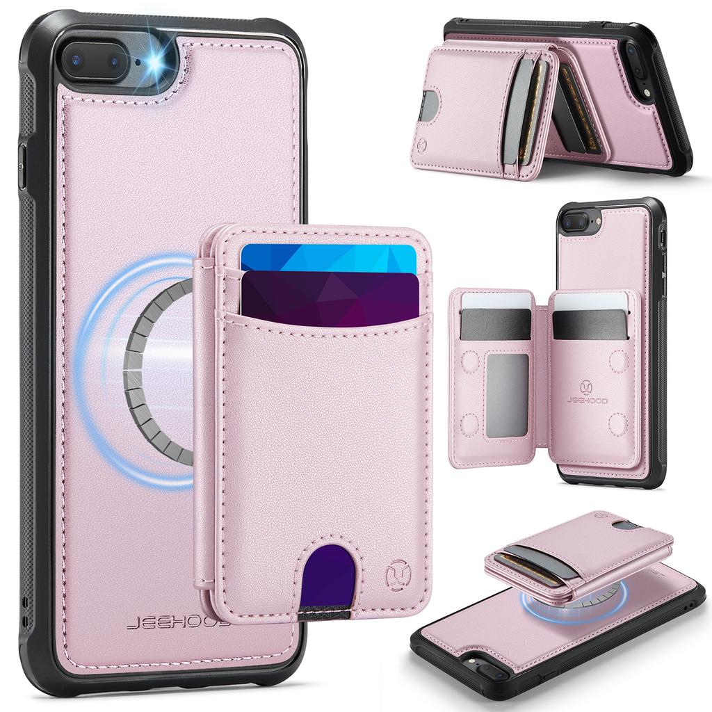 For iPhone 8 Plus 5.5 inch/iPhone 7 Plus 5.5 inch Magnetic Case JEEHOOD J10 Leather Back Phone Cover with Detachable Card Holder Kickstand