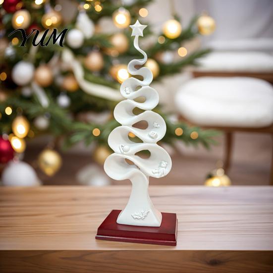 Sophisticated Home Office Art Abstract Christmas Tree Figurine, Artistic Spiral Sculpture, Modern Xmas Luxury Decor Statue for Desk Shelf Table