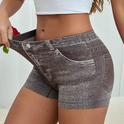 Женские модные повседневные однотонные спортивные шорты с высокой талией и принтом