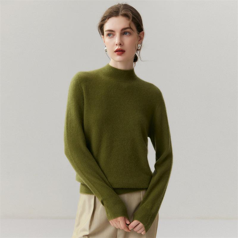 Lekasha Women's 100% Pure Cashmere High-Neck Sweater - Warm 12-Gauge Knit Base Layer