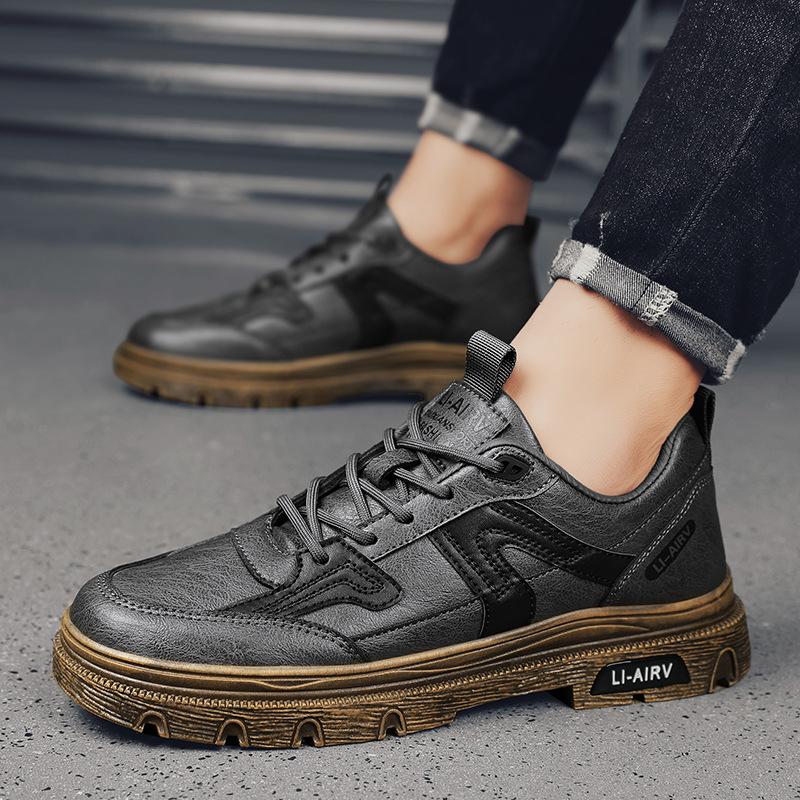 Autumn Leather Sports Martin Shoes Retro Fashion Casual Single Shoes Men's Low-top Platform Tooling Boots