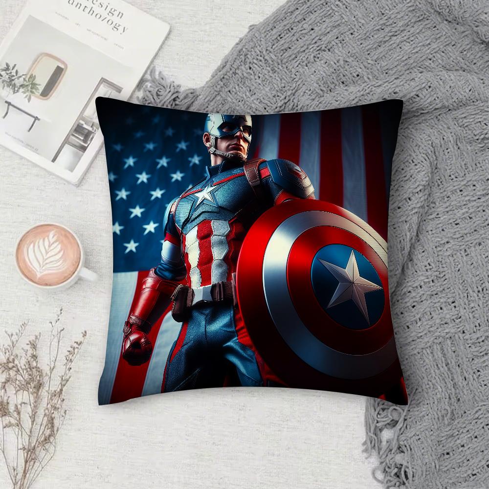Superhero CCaptain AAmerica Pillow Case Square DoubleSided Printing Sofa Cushion Cover Pillowcase Bedroom Bedside