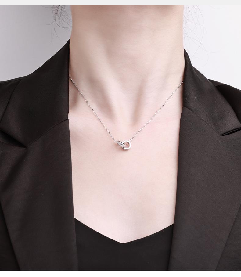 Стильное женское ожерелье с двумя кольцами на ключицу — универсальное, нишевый дизайн, высококачественные серебряные украшения