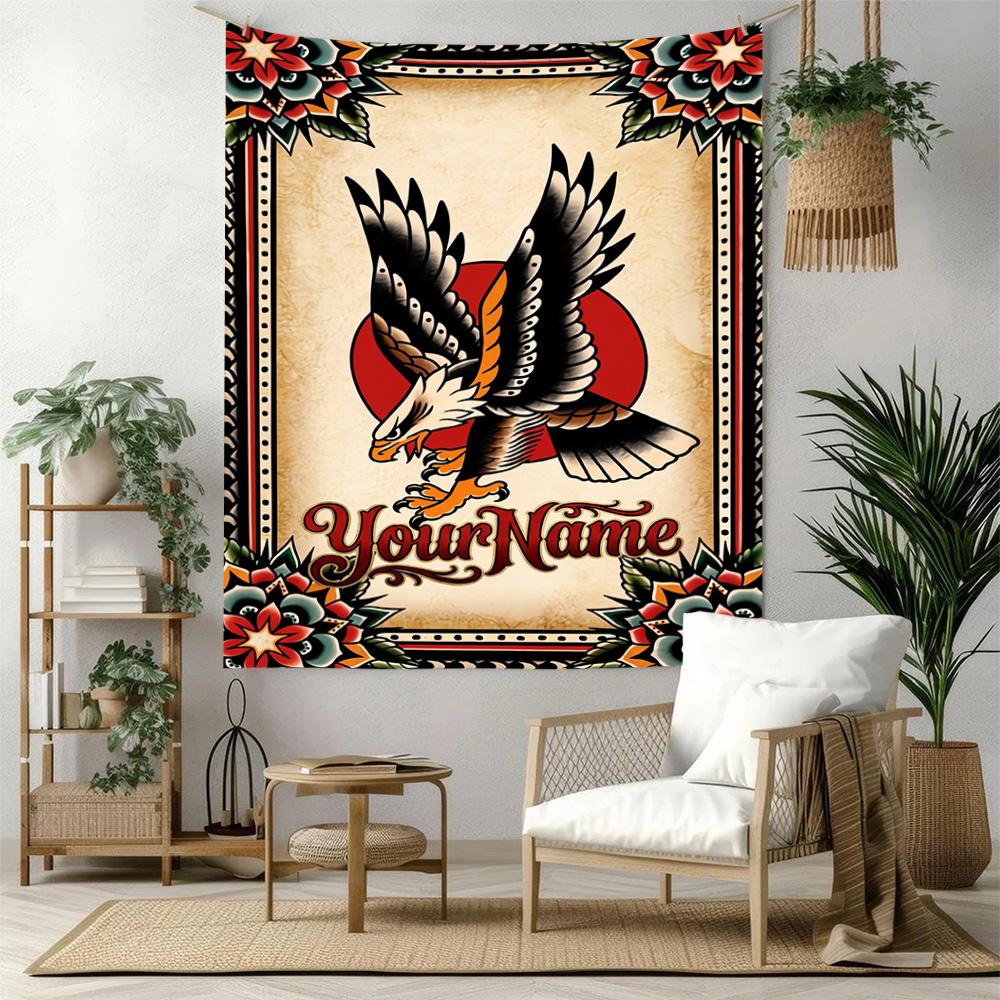 Tattoo Style Custom Your Name Wall Decor Tapestry Art For Pet Memorial Birthdaywedding Party Backdrop Family Gift