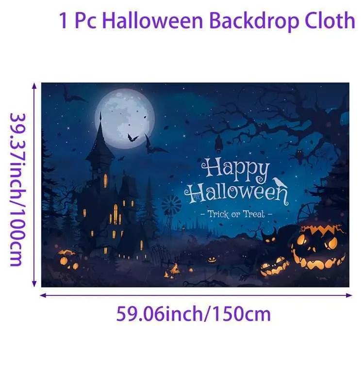 150. Halloween Decoration Horror Backdrop Banner Party Outdoor Background Skeleton Pumpkin Curtain Home Decor Photography Props Y240801