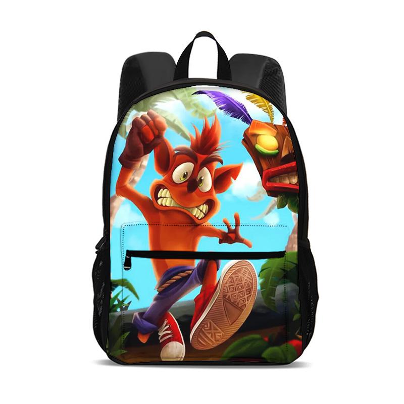 Рюкзак Crash Bandicoot с мультяшным принтом, новый, большой вместимости, лучший спутник для школы, путешествий и активного отдыха
