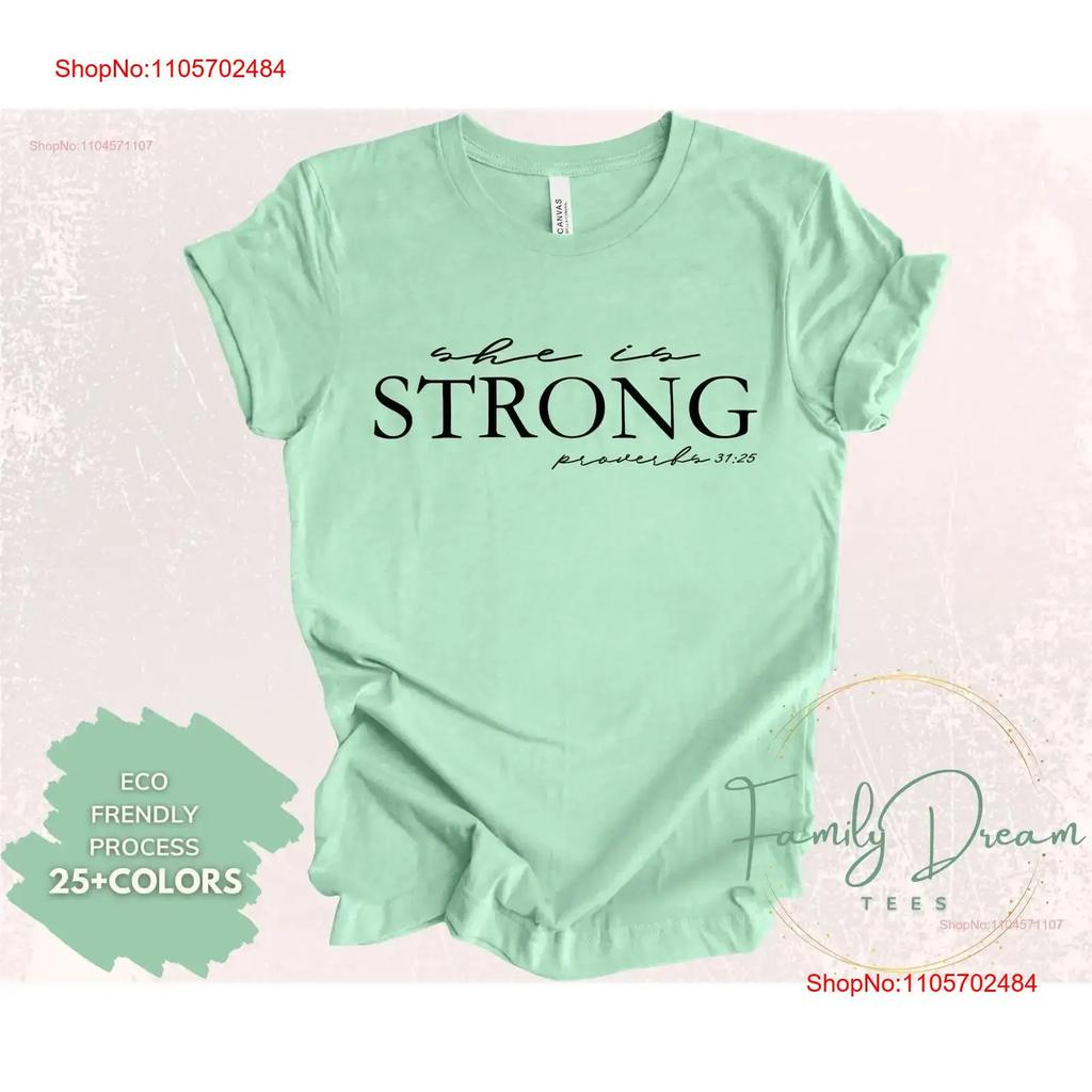 She is Strong T Shirt Christian Religious Proverbs Mothers Day s Church vintage Washed Versatile Stylish Stretched