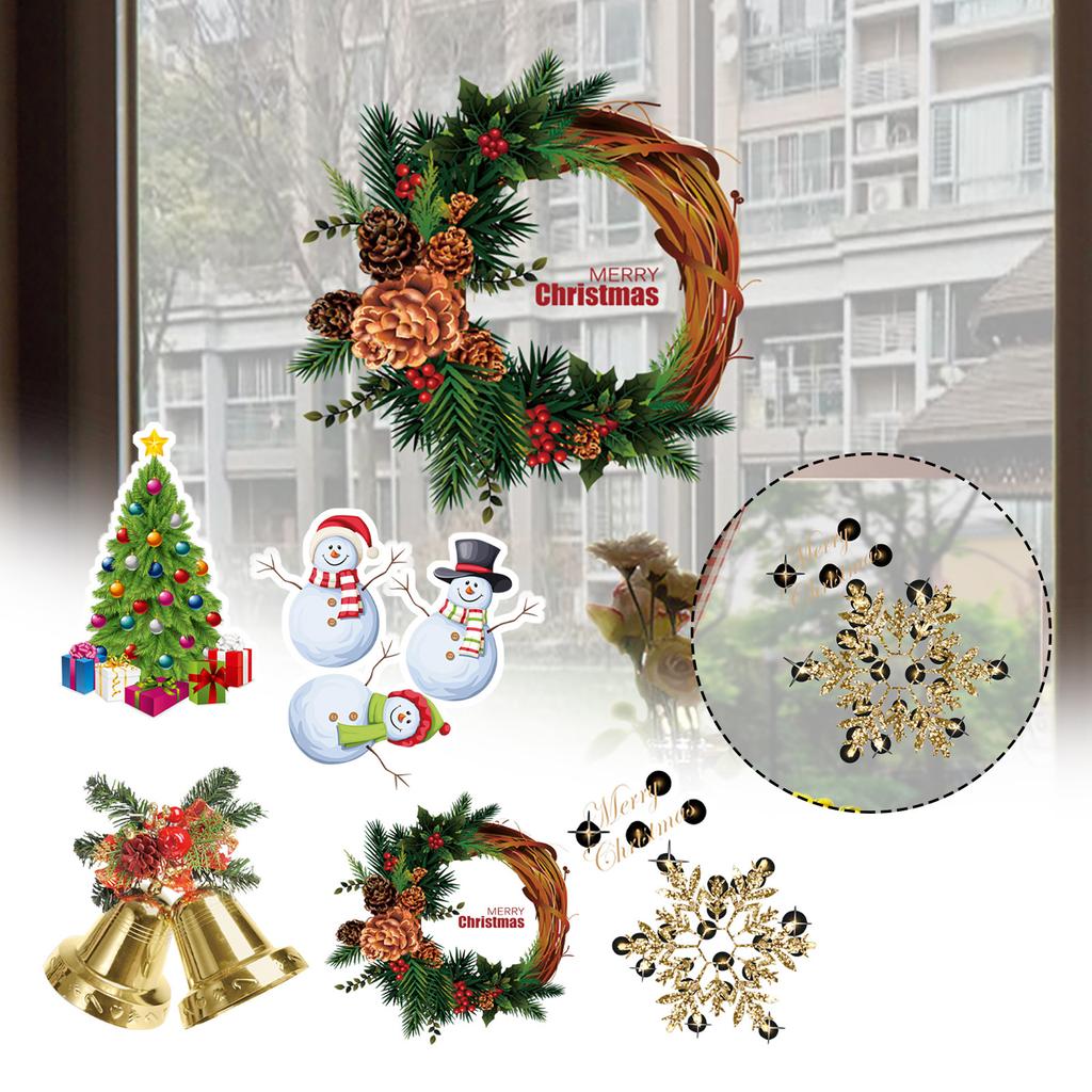 Christmas Window Clings Window Stickers Decor Xmas Snowman Snowflake Window Decor