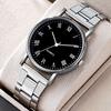 Мужские Классические Часы Круглый Циферблат Ремешок Кварцевые Наручные Часы Нержавеющая Сталь Элегантные Аналоговые Часы для Повседневной Носки или