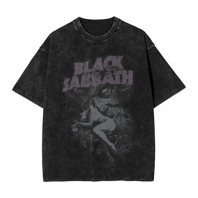 Black Sabbathes Metal Music Washed T Shirts Hip Hop Band Men Women T Shirt Oversize Streetwear Cotton Graphic Tops Tees