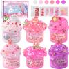Festive 6Pcs Pink Cloud Slime Set, Soft Elastic Slime Kit, Cute Relaxation Toy for Holiday Party Favors & Gifts
