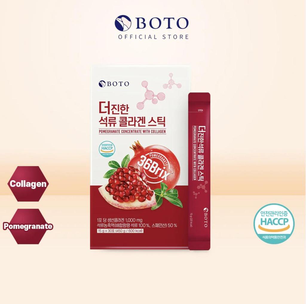 BOTO The Rich Pomegranate Collagen (1000mg) Stick 15g (30 Sticks X 1 Box)