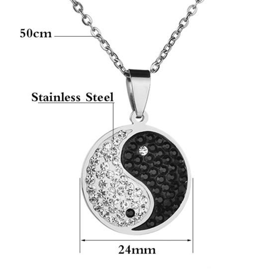 Винтажное ожерелье с блестящими стразами для мужчин и женщин, символ Инь-Ян, подарок для ювелирных изделий