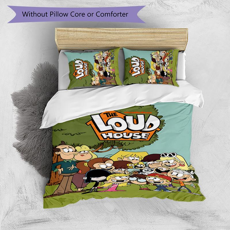 Loud House 3pcs Bedding Set Duvet Cover Closure Includes 1 Duvet Cover & 2 Pillowcases for All Seasons Bedroom Home Dorm Decor
