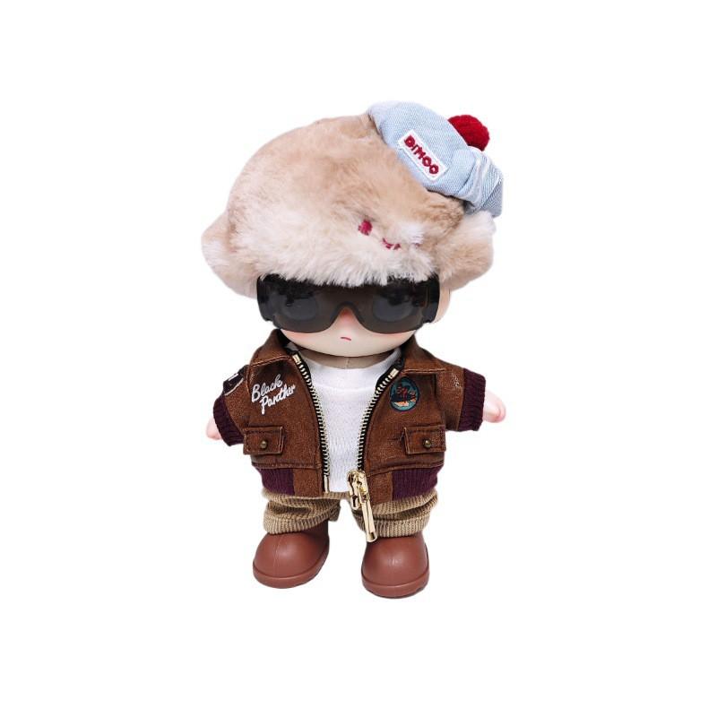 Dimoo Doll Outfit Set Retro Pilot Jacket Sunglasses White Tee Pants 4-5pcs Fashion Accessory 15-35 Old Collectors