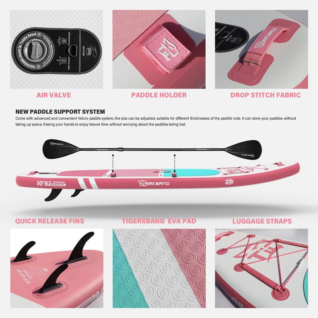 TIGERXBANG надувная доска для гребли стоя SUP Длина доски 320 см Ширина 82 см Толщина 15 см Грузоподъемность Двухлопастная доска для гребли с каяком