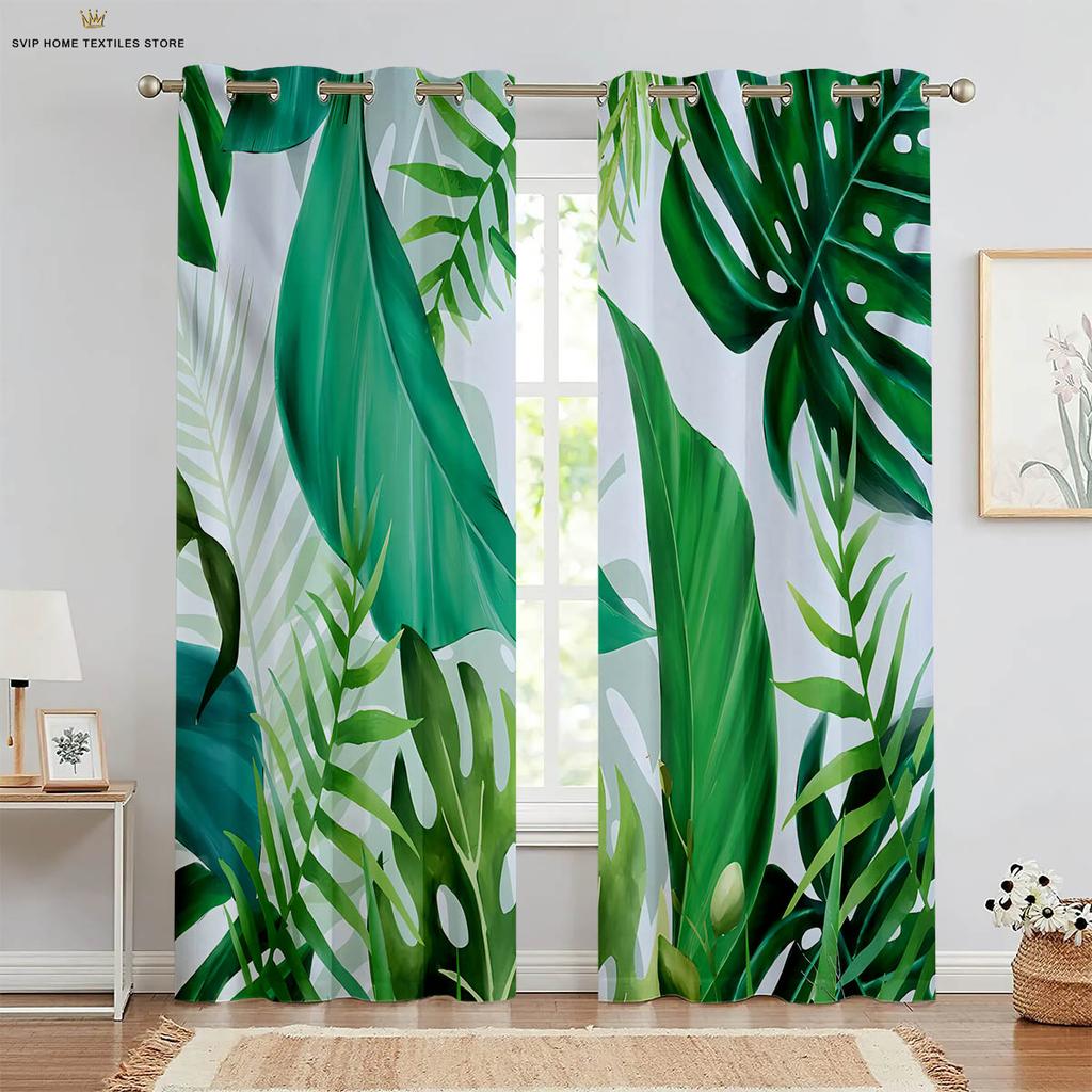 Шторы с принтом листьев тропической растительности, полиэфирное волокно, шторы в скандинавском стиле, подходят для спальни, гостиной, декора