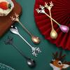 1Pc 304 Stainless Steel Cartoon Christmas Elk Spoon Cute Deer Head Mini Ice Cream Spoons Coffee Dessert Stirring Spoon Tableware