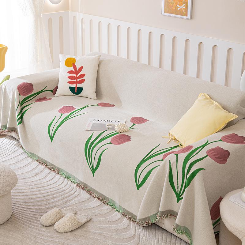 Полотенце для дивана-тюльпана, универсальное покрывало для дивана из синели с защитой от царапин, одеяло на четыре сезона, простой современный чехол для дивана, подушка