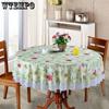 Large Round Table PVC Tablecloth Waterproof Oil Proof Scald Proof No Washing Lace Printed Pattern