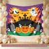 Home Pumpkin Ghost Halloween Party Backdrop, Spooky Polyester Banner for Wall Decor & Photo Booth