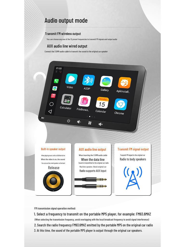 Автомобильная навигационная система с сенсорным экраном 7" с Bluetooth и беспроводным проигрывателем CarPlay/Android Auto MP5