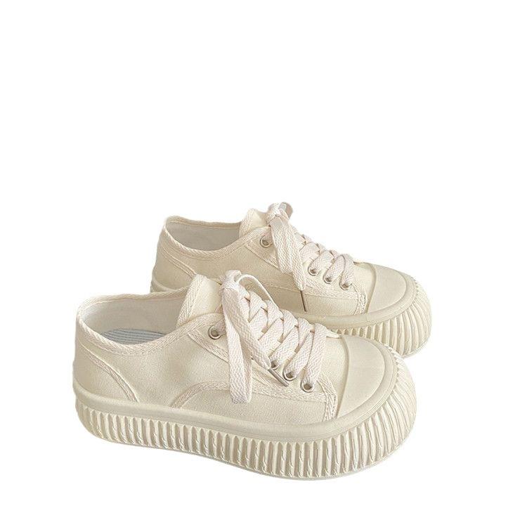 College Style Platform Canvas Shoes Women's 2025 Spring and Summer New Student Versatile Ins Tide Sports and Leisure White Shoes