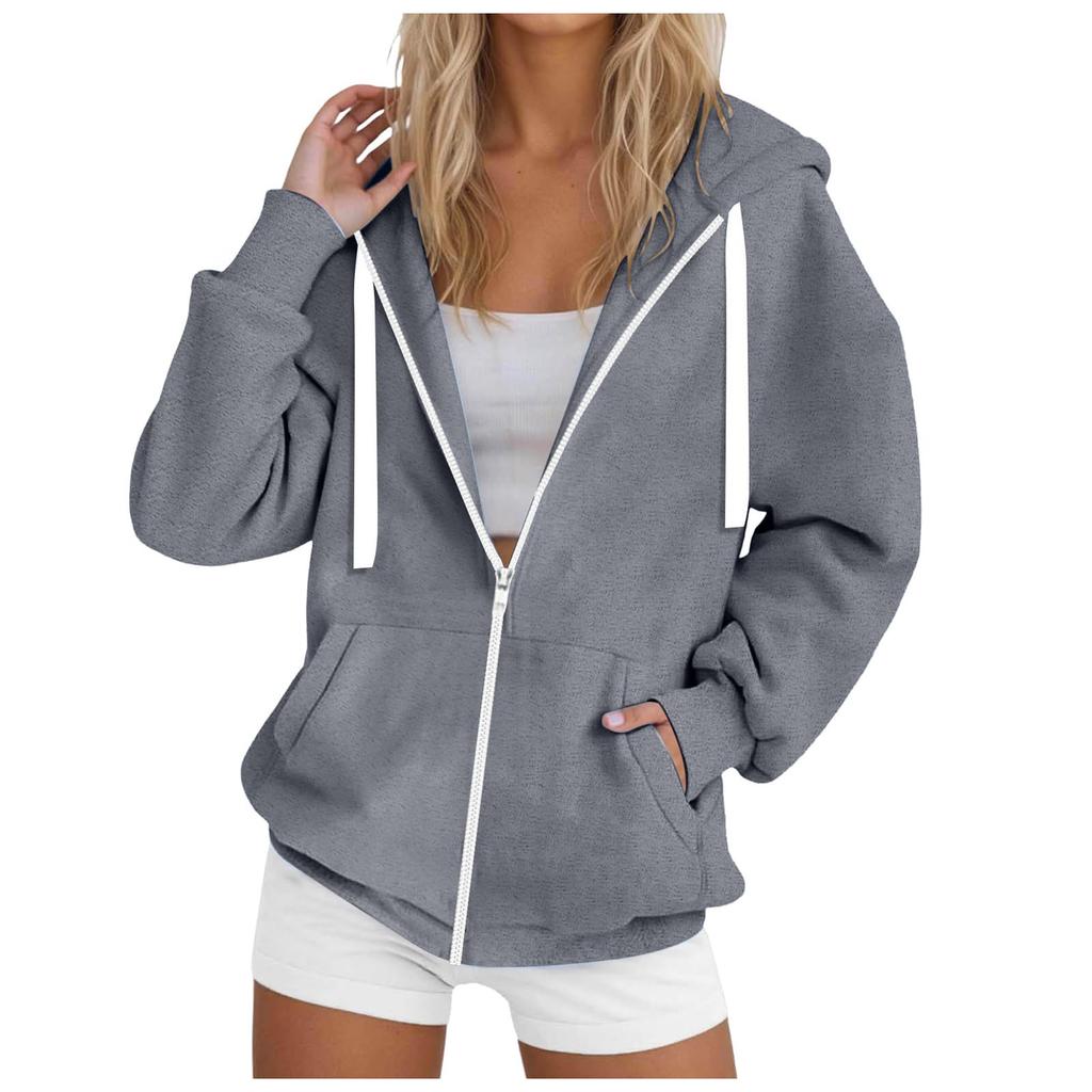 Womens Zip Up Hoodies Casual Long Sleeve Hoodie Jacket Oversized Lightweight Pullover Sweatshirts Tops With Pocket