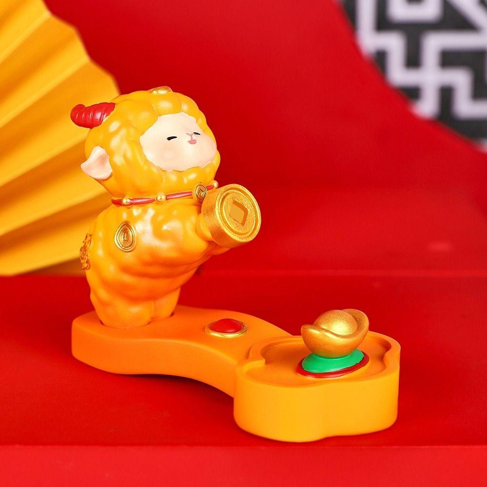Cute Goat Figurine Mobile Phone Stand Chinese Style Zodiac Sheep Figurine Home Decor