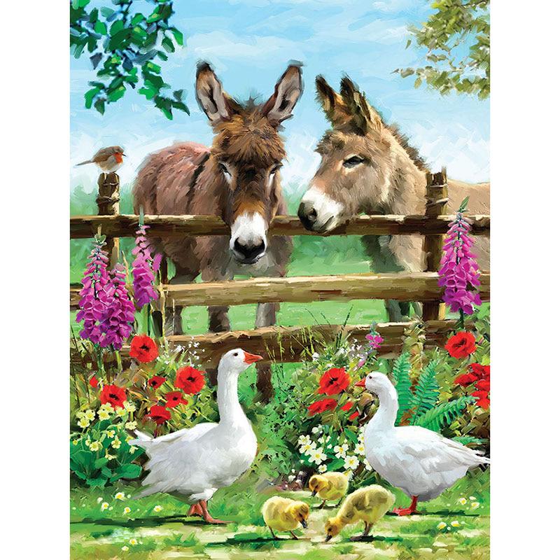 Diamond 5D DIY Diamond Painting "Donkey & Swans" Diamond Embroidery Cross Stitch Mosaic Painting