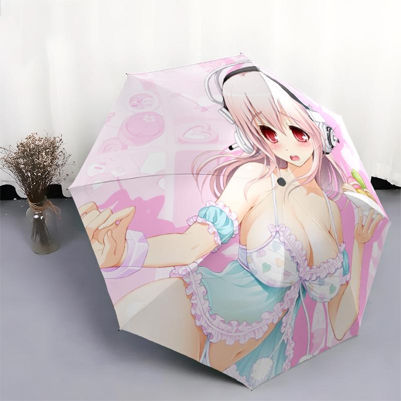 Узор Super Sonico, автоматический складной зонт, портативная и складная конструкция, 8 спиц, рождественский или день рождения подарок.