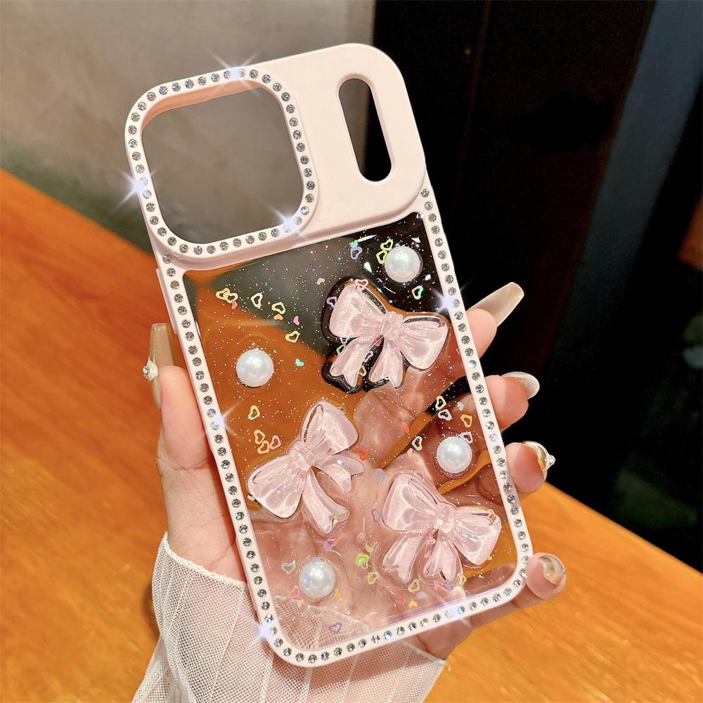 3D Чехол-бабочка со стразами для iPhone 17 Air 16 Pro Max 15 Pro 14 13 Ударопрочный чехол для женщины