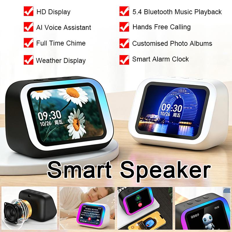 Умная Bluetooth 5.4 колонка с RGB-подсветкой, умный будильник, голосовой помощник, сенсорный экран, светодиодный дисплей погоды