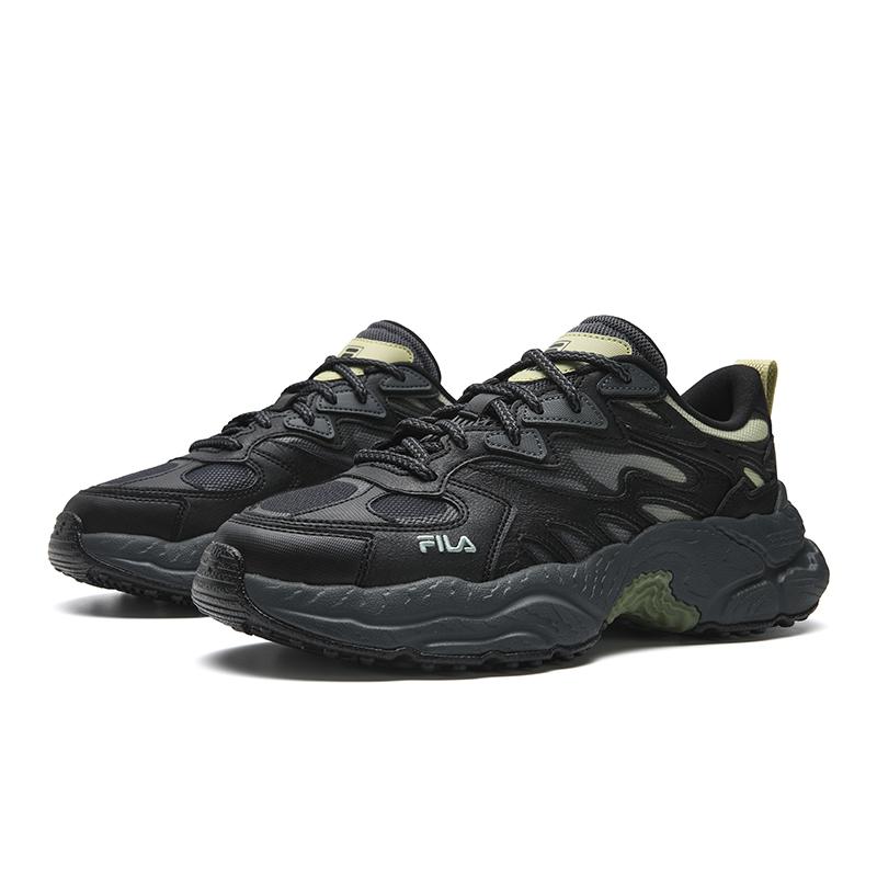 Fila FERN Устойчивые к истиранию, Дышащие, Легкие Низкие Кроссовки на толстой подошве Мужские Черный/Луково-зеленый F12M622118FFB