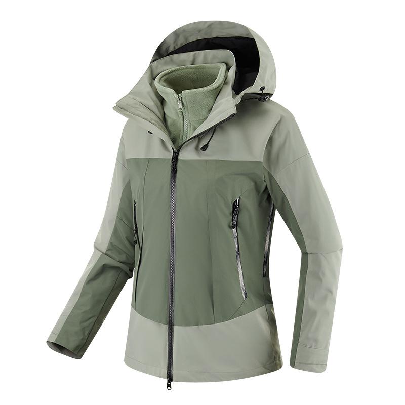 Women Men's Jacket 3 In 1 Waterproof Winter Jacket Snow Jacket Windproof Hooded with Inner Warm Fleece Coat