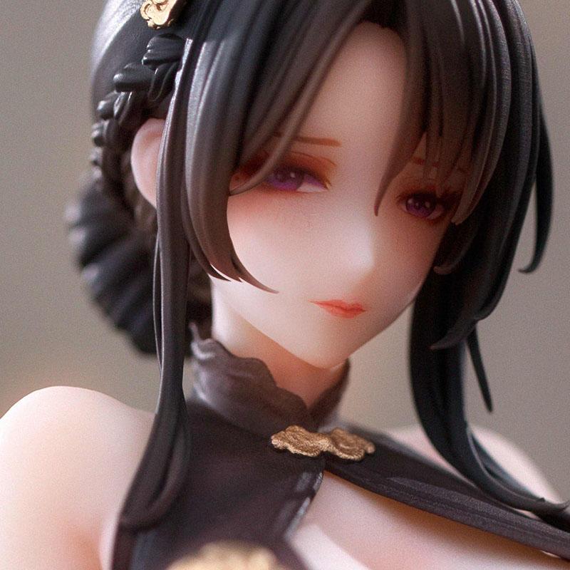Красивая аниме-фигурка в масштабе 1/6 Китайское ципао с дизайном Феникса, с настоящими чулками-сеточкой, меховая шаль для коллекционеров аниме