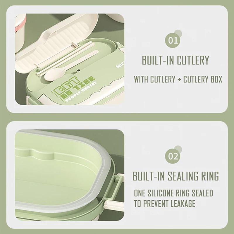 Ланч-бокс из нержавеющей стали 304 для студентов и офисных работников, портативный ланч-бокс большой вместимости со столовыми приборами, контейнеры для хранения продуктов