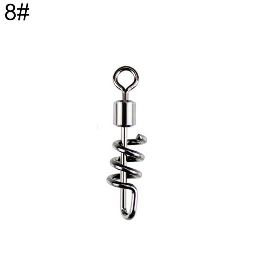 10Pcs Fishing Hooks Snap Swirl Connectors Rolling Rings Wire Leader Swivels