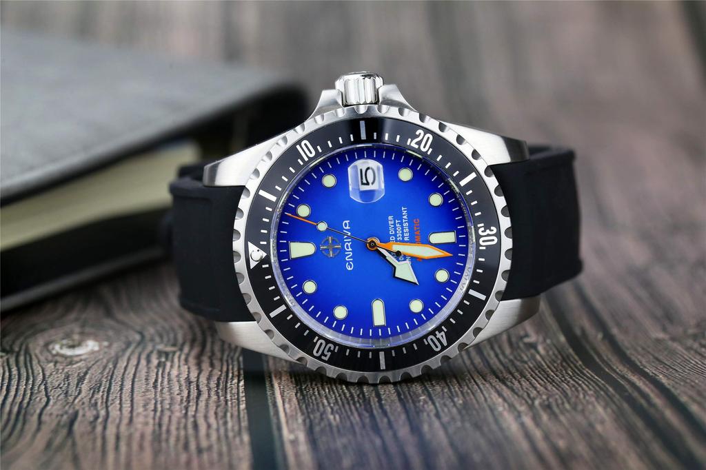 Часы ENRIVA с автоматическим дисплеем даты, водонепроницаемые, 1000 м, NH35, спортивные, для дайвинга, сапфировое стекло, для дайвинга, для мужчин