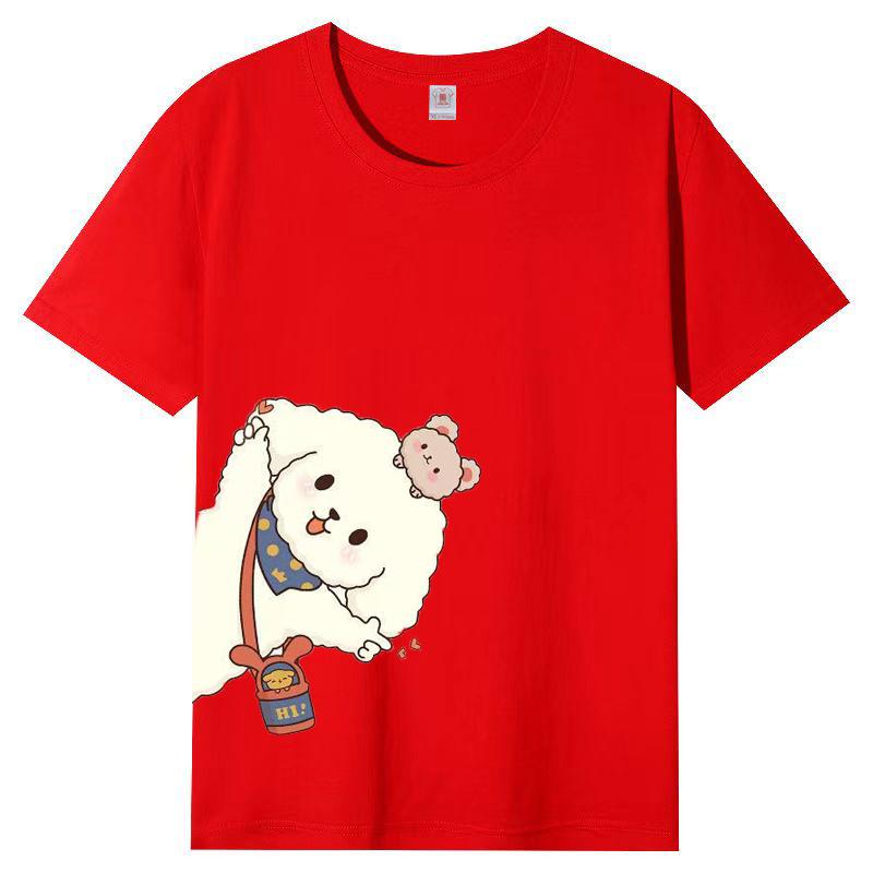 Летняя женская хлопковая футболка с короткими рукавами, свободная футболка с круглым вырезом и принтом