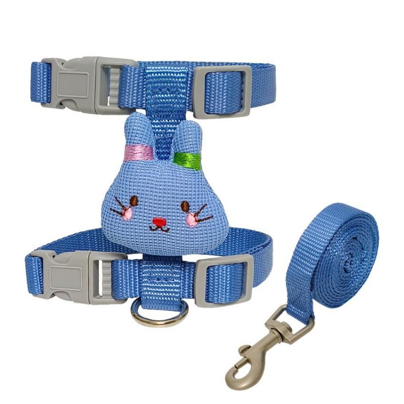 Macaron Rabbit Cat Harness Leash Set Small Cats Anti Escape Cartoon Pet Walking Gear