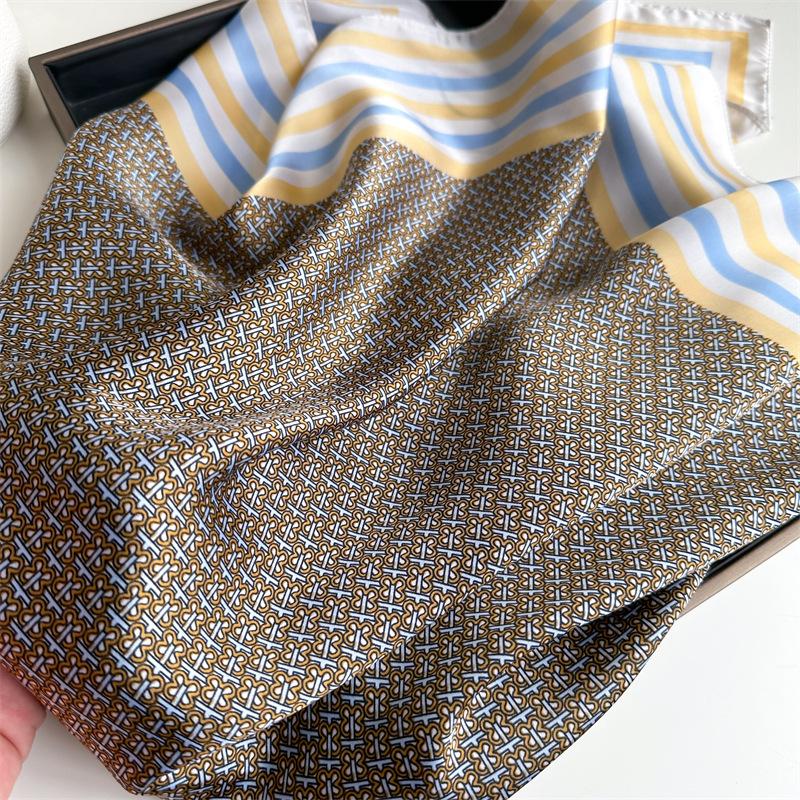 Peony Flower Small Silk Scarf Satin Versatile Scarf Thin Sunscreen Headscarf 70Cm Simulated Silk Square Scarf