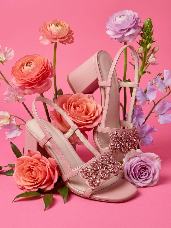 In The Balcony Mora Square Crystal Platform Sandals Heels