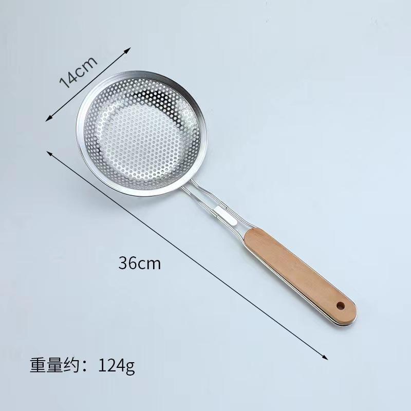 Fine Mesh Stainless Steel Strainer Skimmer - Wood Handle Pasta Oil Strainer for Cooking, Commercial Grade Kitchen Filter Spoon.